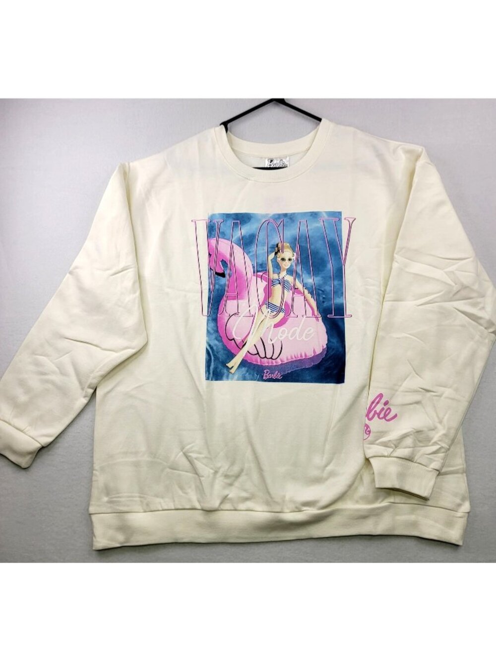 Barbie Vacay Mode Graphic Sweatshirt 2X Off White Crewneck Barbiecore Y2k Retro